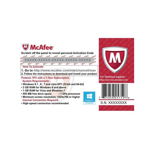 Buy Mcafee AntiVirus Plus 2016 - 1 Year Activation Card in Egypt