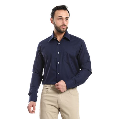 Buy Andora Navy Blue Regular Fit Buttoned Down Classic Shirt in Egypt