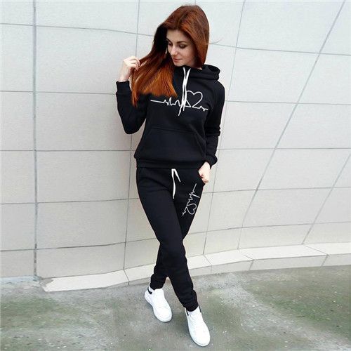 Fashion (black)Two Piece Set Women Hoodies And Pants Female Tracksuit  Hooded Sweatshirt Causal Autumn Spring Outfits Suit Clothes Size S-4XL JIN  @ Best Price Online