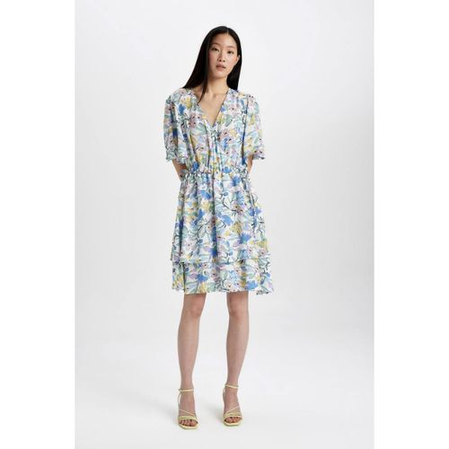 product_image_name-Defacto-Woman V Neck Tiered Long Sleeve Woven Dress - Lt.Lilac-2