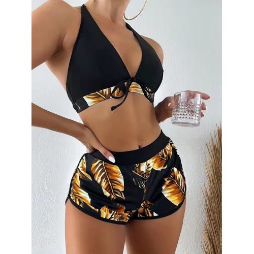  Print Swimsuits Pieces Swimming Bikini Three Women