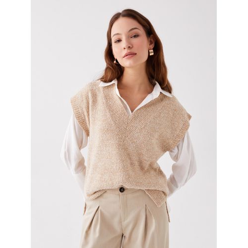 product_image_name-LC Waikiki-بلوفر محبوك نسائي واسع بياقة V-1