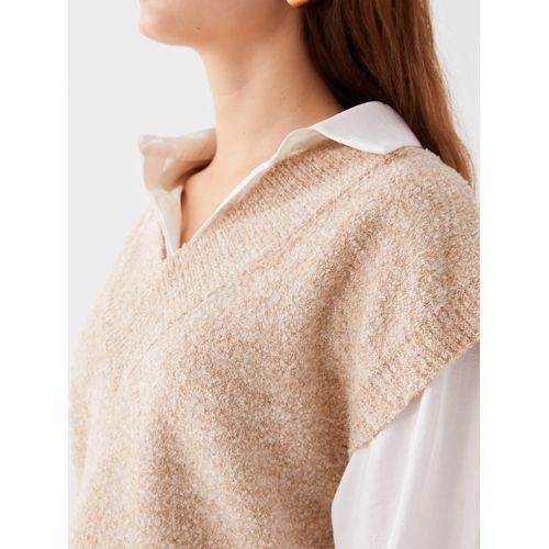 product_image_name-LC Waikiki-بلوفر محبوك نسائي واسع بياقة V-3