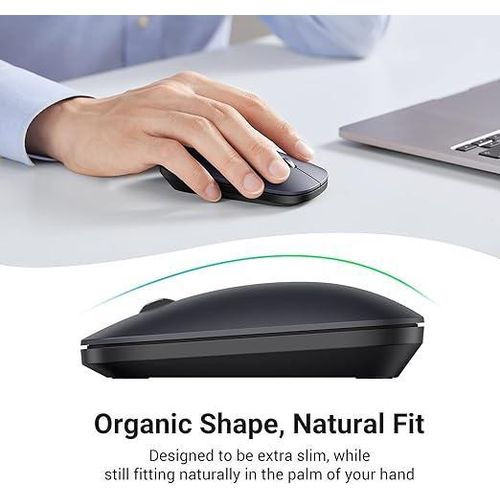 Ugreen ماوس لاسلكي محمول ونحيف - ماوس كمبيوتر بدون سلك مع مستقبل USB نانو، 4 أزرار، تصميم حصاة خفيف للغاية 60 جرام متوافق مع اللابتوب، ماك بوك، كروم بوك، الكمبيوتر الشخصي - أسود - image 3