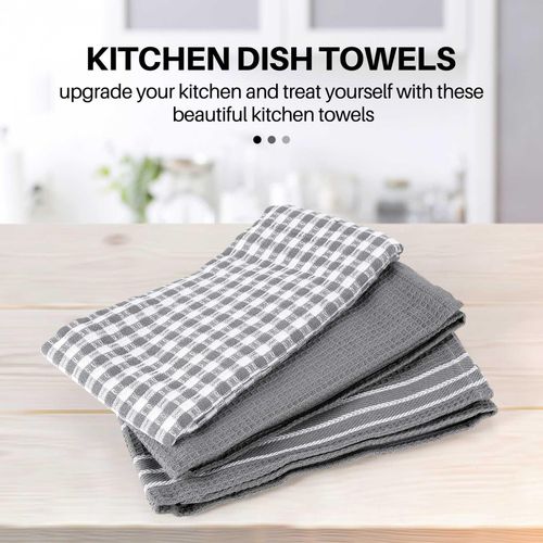 Classic Kitchen Towels, 100% Natural Cotton, The Best Tea Towels, Dish Cloth, Absorbent and Lint-Free, Machine Washable, 18 x 25 inch, 3 Pack, White