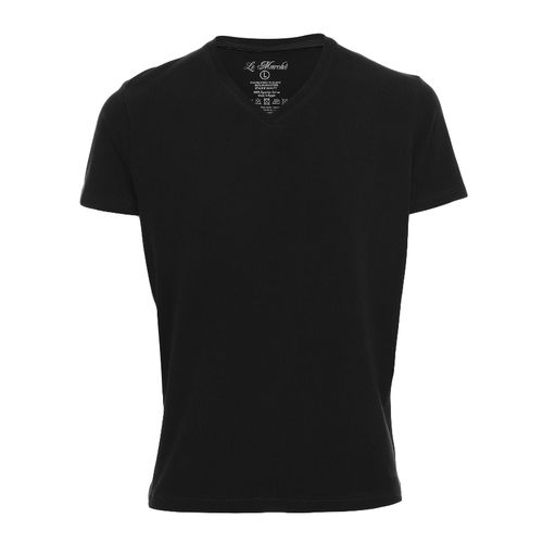 Buy Lemarche Solid V-Neck Men Casual T-shirt - Black in Egypt