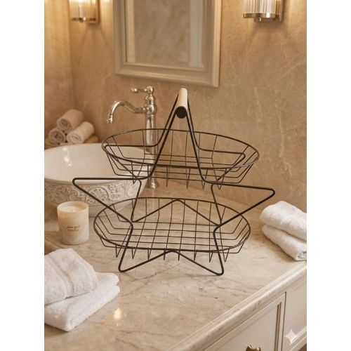 product_image_name-Generic-منظم حمام معدني من طبقتين - سلة تخزين للمناشف، وأدوات النظافة، ومنتجات العناية بالبشرة، ومستحضرات التجميل، رف سلكي أسود-2