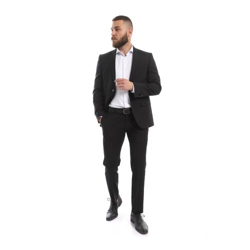 Buy Esla Slub Black Notched Lapel Classic Suit in Egypt