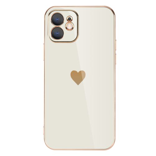 Square Plating Edge Heart Shockproof Phone Case For Iphone 12 Mini