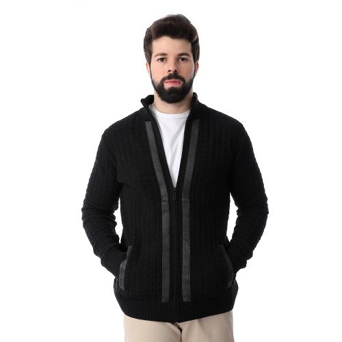 Andora Long Sleeves Zipped Sweater - Black