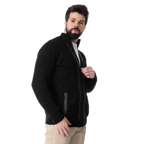Andora Long Sleeves Zipped Sweater - Black