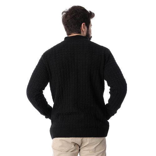 Andora Long Sleeves Zipped Sweater - Black