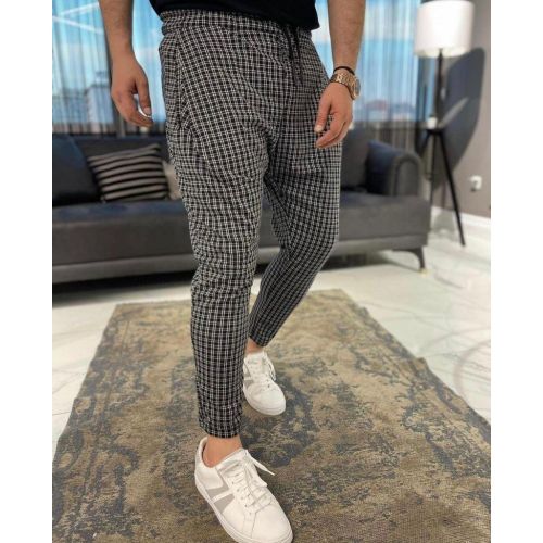 Mens Slim Fit Plaid Checkered Pants Stretch Casual Work Pants Trousers |  eBay