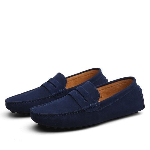 اشتري Flangesio EUR 38-49 Men Loafers Minimalist Design Genuine Suede Leather Men Shoe في مصر