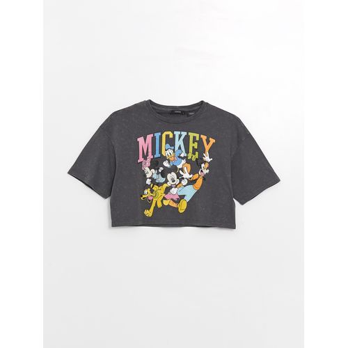 product_image_name-LC Waikiki-Crew Neck Mickey And Friends Printed Short Sleeve Women's Crop-2