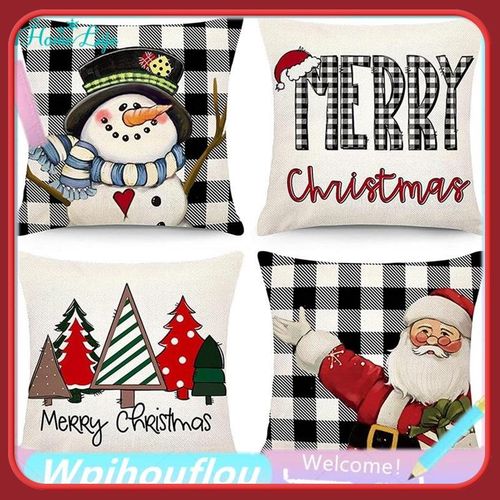 Christmas Pillow Covers 18x18 Set Of 4 Christmas Decorations Farmhouse  Throw Pillows Snowman Cushio