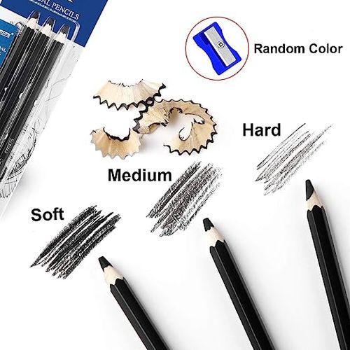 Generic Artist Charcoal Pencils Set - 3 Pieces Soft Medium And