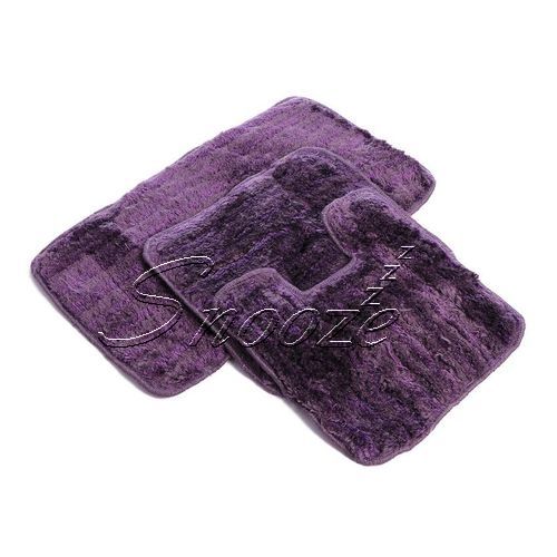 Buy Tiba Shaggy Bath Rug Set - 3 Pcs - Mouve (50×80 Cm /2/50×40 Cm ) in Egypt