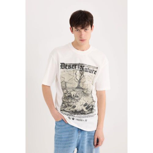 product_image_name-Defacto-Man Crew Neck Boxy Fit Short Sleeve T-Shirt - Ecru-3