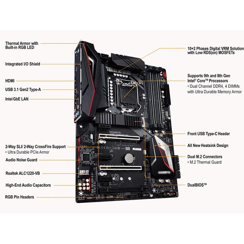 Gigabyte Z390 Gaming SLI - Intel LGA1151/Z390/ATX/2xM.2/Realtek ALC1220/Intel LAN/HDMI/Motherboard