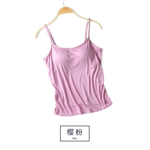 Fashion (Pink)2022 Women's Camisole Tops With Built In Bra Neck Vest Padded  Slim Fit Tank Tops Shirts Feminino Casual WEF @ Best Price Online