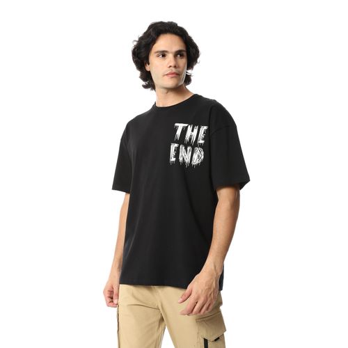 product_image_name-Ted Marchel-Ted Marchel تي شيرت رجالي اوفر سايز مطبوع عليه The End - اسود-3