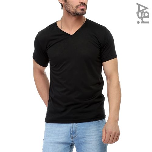 Buy AGU Basic V-Neck T-Shirt - Black in Egypt