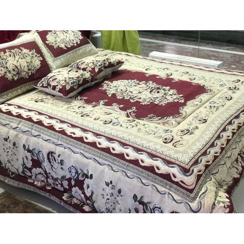 Generic Floral Tapestry Quilt Cover Bedding Set 5 Pcs Burgundy