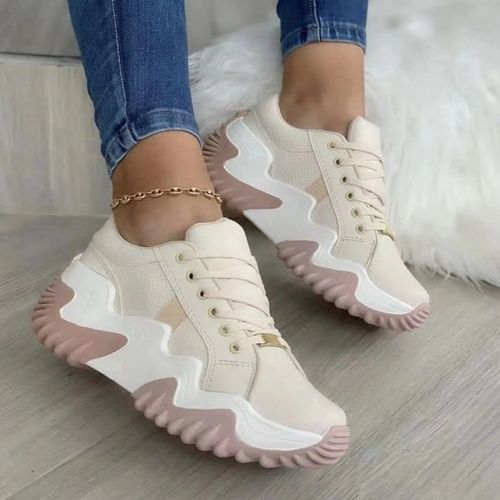 Fashion (Beige)Fashion Tennis High Top Canvas Shoe Sneakers Women Shoes  Lace Up Breathable Casual Running Autumn Platform Girls Vulcanized ACU @  Best Price Online