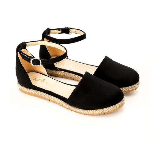 Buy Ice Club Roun Toe Suede Buckle Flats - Black in Egypt