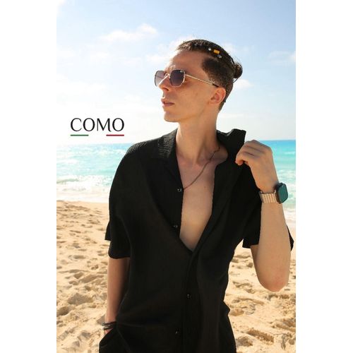 product_image_name-Como-COMO MaRini  Men's Shirt, Italian Elegance , Modern, Suitable for Summer, , Solid Color black ,Soft Touch Q-2