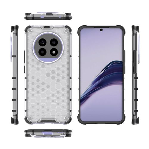 product_image_name-Generic-Case For Realme 13 Pro 5G  , -   Brushed Dual Protective Shockproof Case - With Ultra Protection For Camera - Black Edges Transparent Beehive Back-3