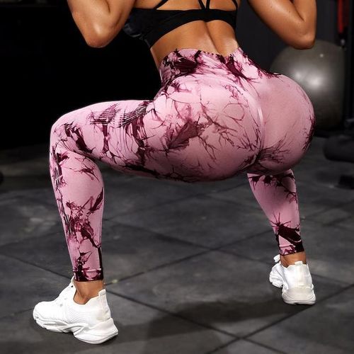 Generic Tie Dye Yoga Pants Sport Leggings Women High Waist Hip Lift  Seamless Jacquard Running Fitness Workout Gym Clothing @ Best Price Online