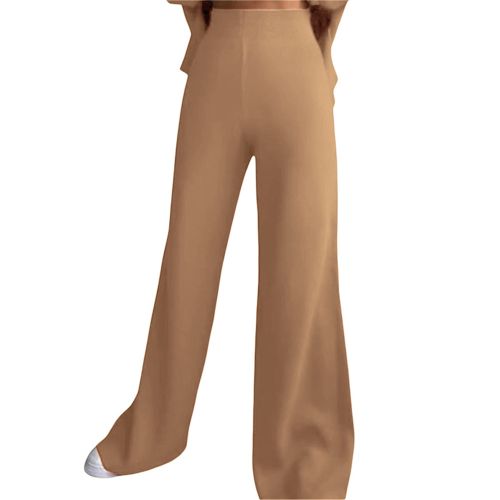 Buy online Beige Solids Wide Leg Trouser from bottom wear for