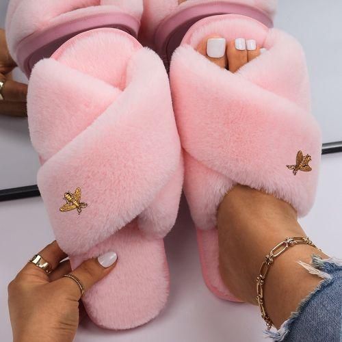 Fluffy flat sandals cheap
