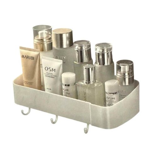 product_image_name-Generic-Practical Self Adhesive Hanging Bathroom Shelf with Hook Basket Holder - Versatile Plastic Option for Easy Wall-1