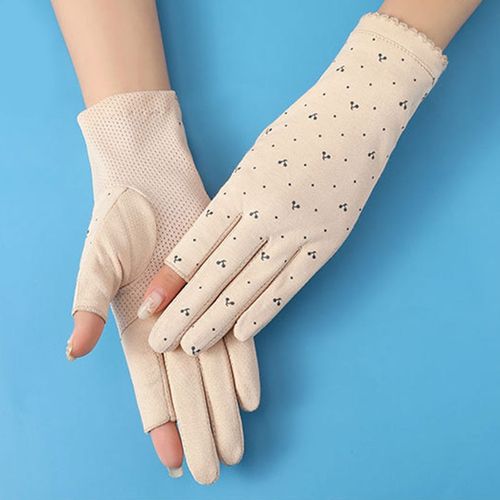 New Fashion Women's Cotton Dot Summer Fingerless Half Finger Anti