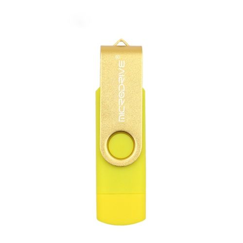 Buy MicroDrive 32GB USB 2.0 Mobile Computer Dual-use Rotating OTG Metal U Disk (Yellow) in Egypt