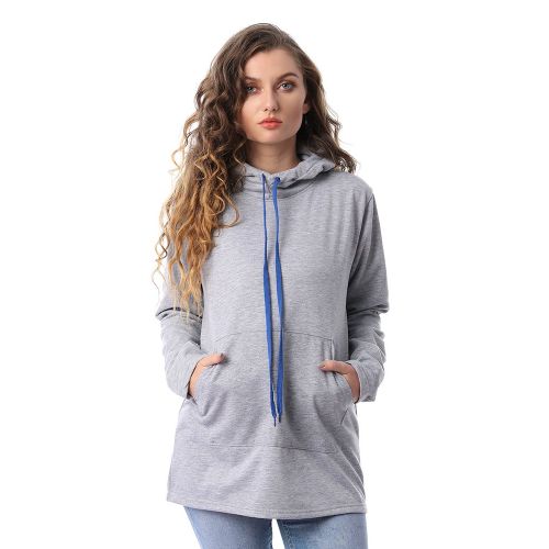 Buy Izor Hooded Neck With Drawstring Hoodie- Heather Grey in Egypt