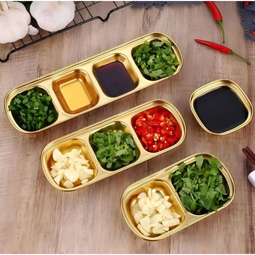 product_image_name-Generic-مجموعة أطباق - طقم أواني صلصة ذهبي مع أوعية صلصة الصويا من الفولاذ المقاوم للصدأ وأكواب مقسمة لتجارب تناول طعام أنيقة (5 قطع 3 أقسام)-3
