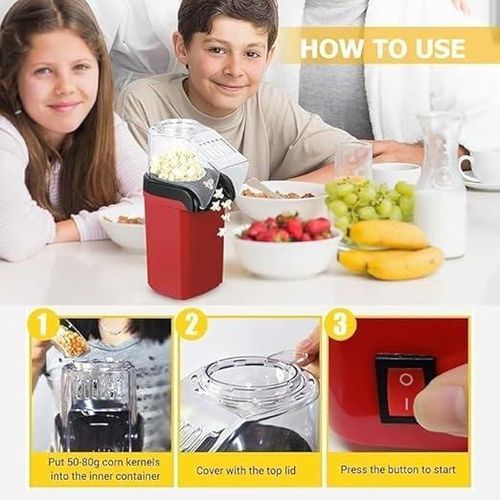 product_image_name-Generic-Electric Popcorn Maker Machine, Red, Hot Air Popper with Measuring Cup, Easy Pour Chute, On/Off Switch, Home Movie Theater Snack Maker-7