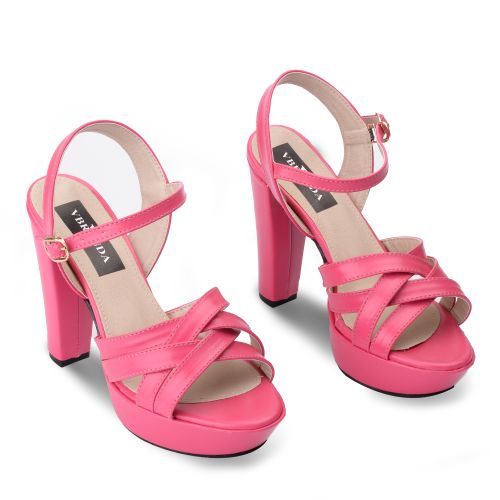 اشتري vbranda Leather High Heel Sandal-FUCHIA في مصر