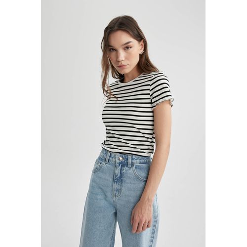 product_image_name-Defacto-Woman Fitted Crew Neck Knitted Short Sleeve T-Shirt.-5