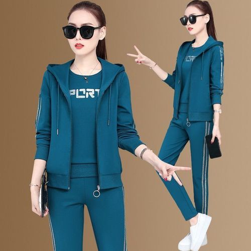 Fashion (black)Fashion Tracksuit 3 Piece Sets Women Spring Autumn Casual  Loose Sleeveless Hooded Vest Jacket Tops Sweatpants Jogging Sweat Suit JIN  @ Best Price Online