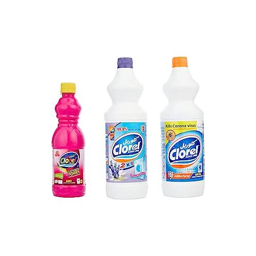 اشتري Clorel 2x1 Floral Scented Bleach - 1050 Gm + Original Bleach - 1050 Gm + Color Care Wash - 0.5 Kg في مصر