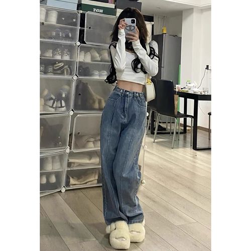 Blue 9 Women s Pants Korean Fashion Baggy Jeans Woman