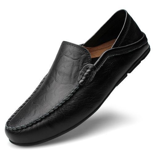 Buy Fashion Big Size 39-47 Summer Genuine Leather Shoe Men Casual -blackSummer Genuine Leather Shoes Men Casual Moccasins-black in Egypt