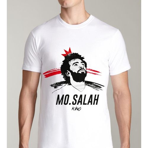 Buy Round Neck T-Shirt - White Printed Mohammed Salah in Egypt