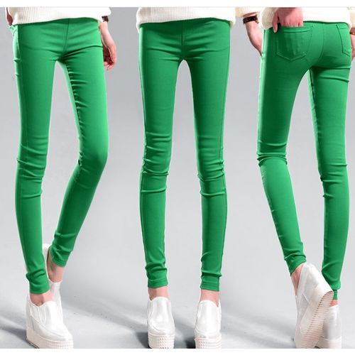 Elastic Slim Pencil High Waist Pants Spring Autumn Solid Color