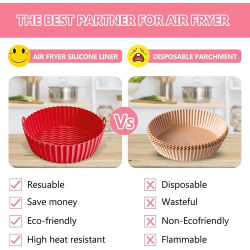 product_image_name-Generic-سلة قلاية هوائية سيليكون (21 سم)، إكسسوارات قلاية هوائية سيليكون قابلة لإعادة الاستخدام، صواني قلاية سيليكون للقلاية الهوائية والفرن (A)-3